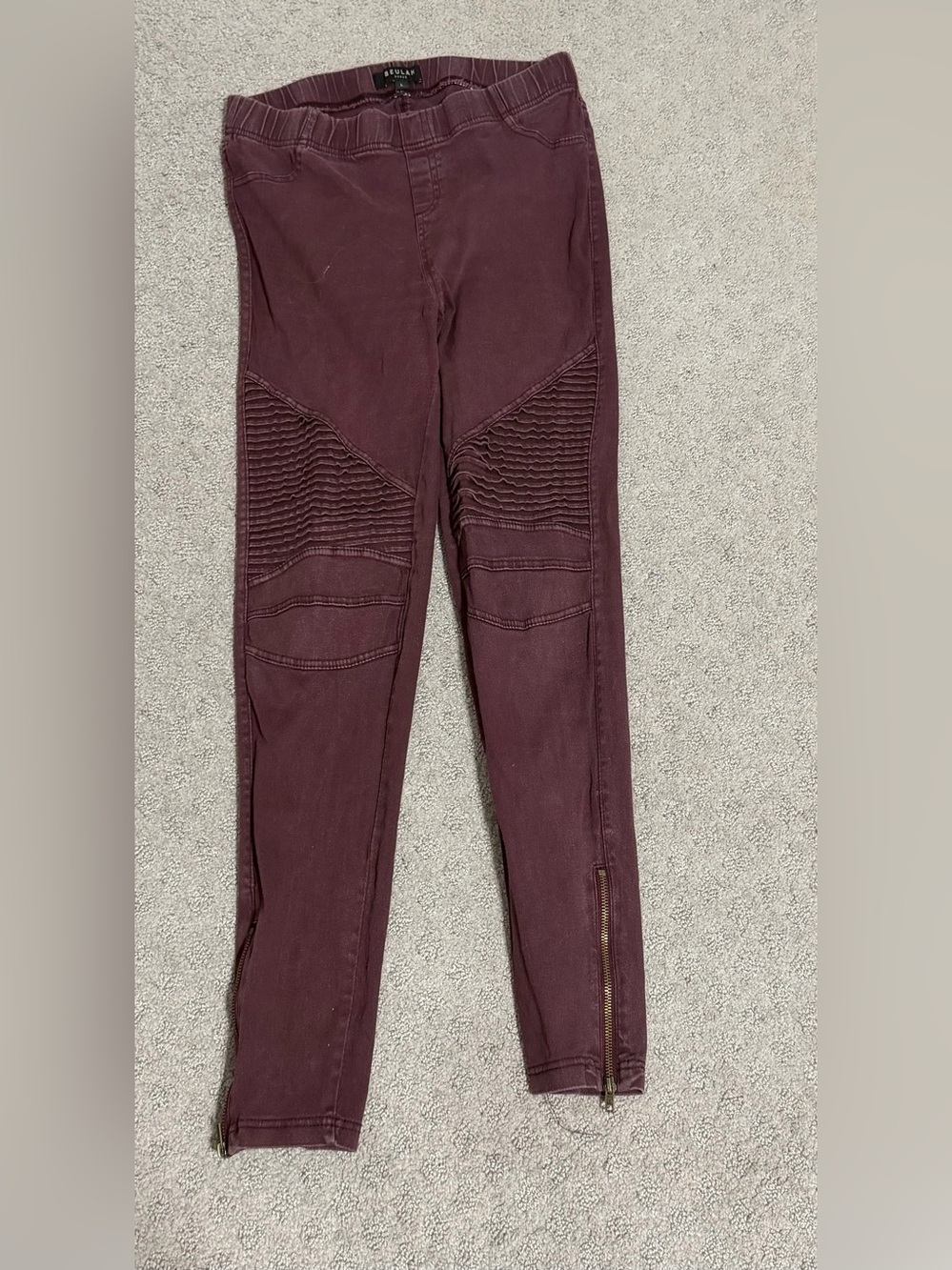 Beulah Skinny Moto Jeans - Burgundy Plum